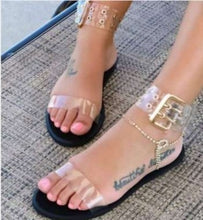 Load image into Gallery viewer, Oeak Sandals Women Sandals Transparent Flats Shoes Large Size Female Clear Jelly Shoes Ladies Roman 2019 Beach Sandalias Mujer
