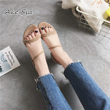 Load image into Gallery viewer, Slippers Women Sandals Summer Blue Shoes Flats Heel Flip Gladiator Brief Flip flop Sandals Women Shoes Woman Back Strap mujer
