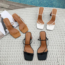 Load image into Gallery viewer, Women Summer Sandals 2019 High Heel Sandals Slippers Slip On Open Toe Sandals Casual Outdoor Slippers Narrow Band Slides
