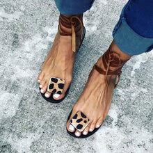 Load image into Gallery viewer, NAN JIU MOUNTAIN 2020 Summer Strap Sandals Women&#39;s Flats Open Toe Leopard Casual Shoes Rome Plus Size 35-43
