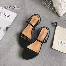 Load image into Gallery viewer, Slippers Women Sandals Summer Blue Shoes Flats Heel Flip Gladiator Brief Flip flop Sandals Women Shoes Woman Back Strap mujer
